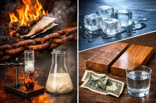 مقایسه تغییرات شیمیایی و تغییرات فیزیکی در زندگی روزمره و آزمایشگاه