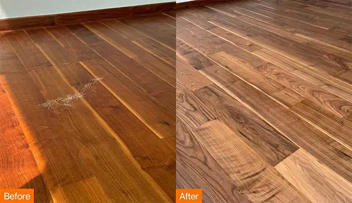 قبل و بعد از پولیش چوب